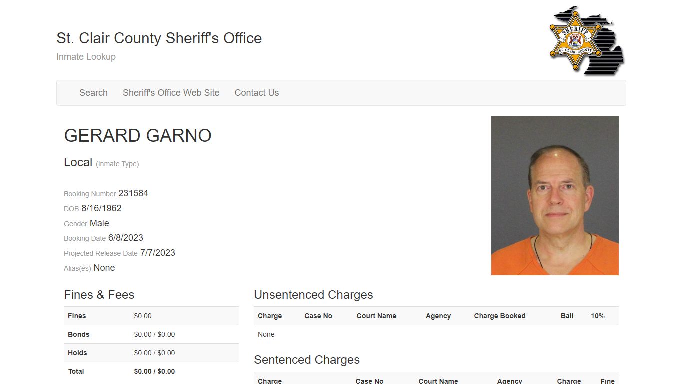 Inmate Lookup - St. Clair County Sheriff's Office