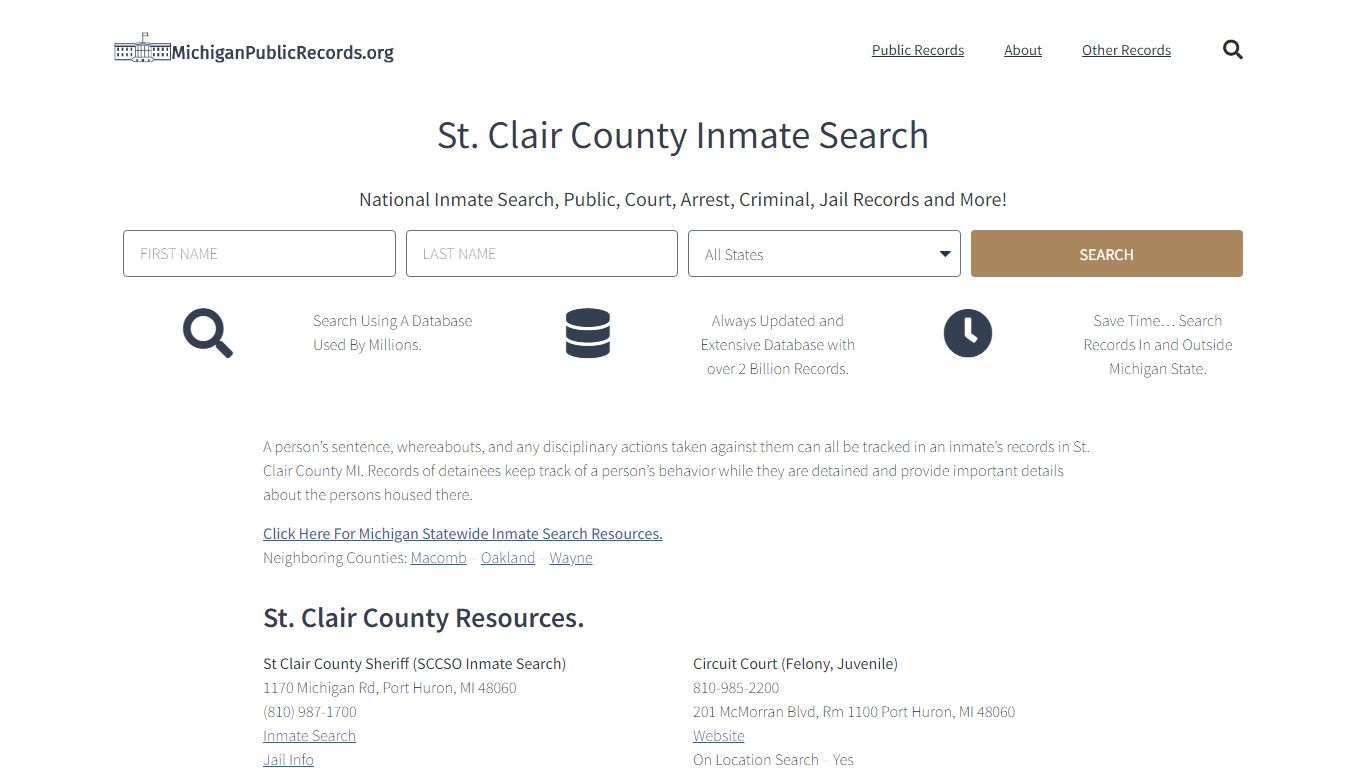 St. Clair County Inmate Search - SCCSO Current & Past Jail Records